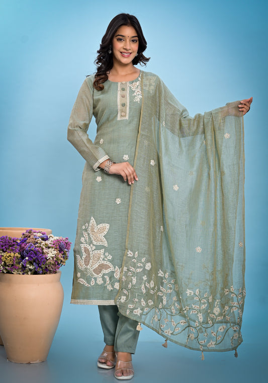 Pure Silk Jamdhani Suit Set