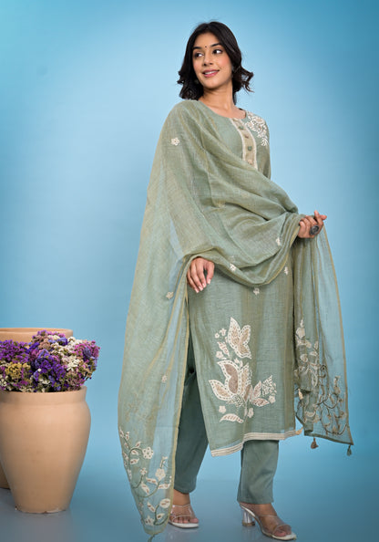 Pure Silk Jamdhani Suit Set