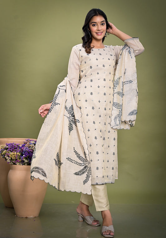 White Linen Tissue Suit Set