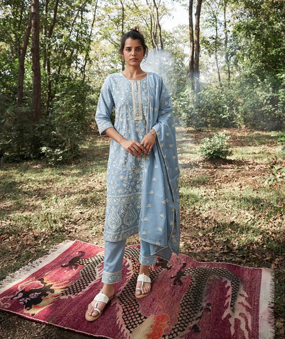 Blue Soft Cotton Kurta Set