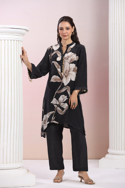 Abstract Black Crepe Coord-Set