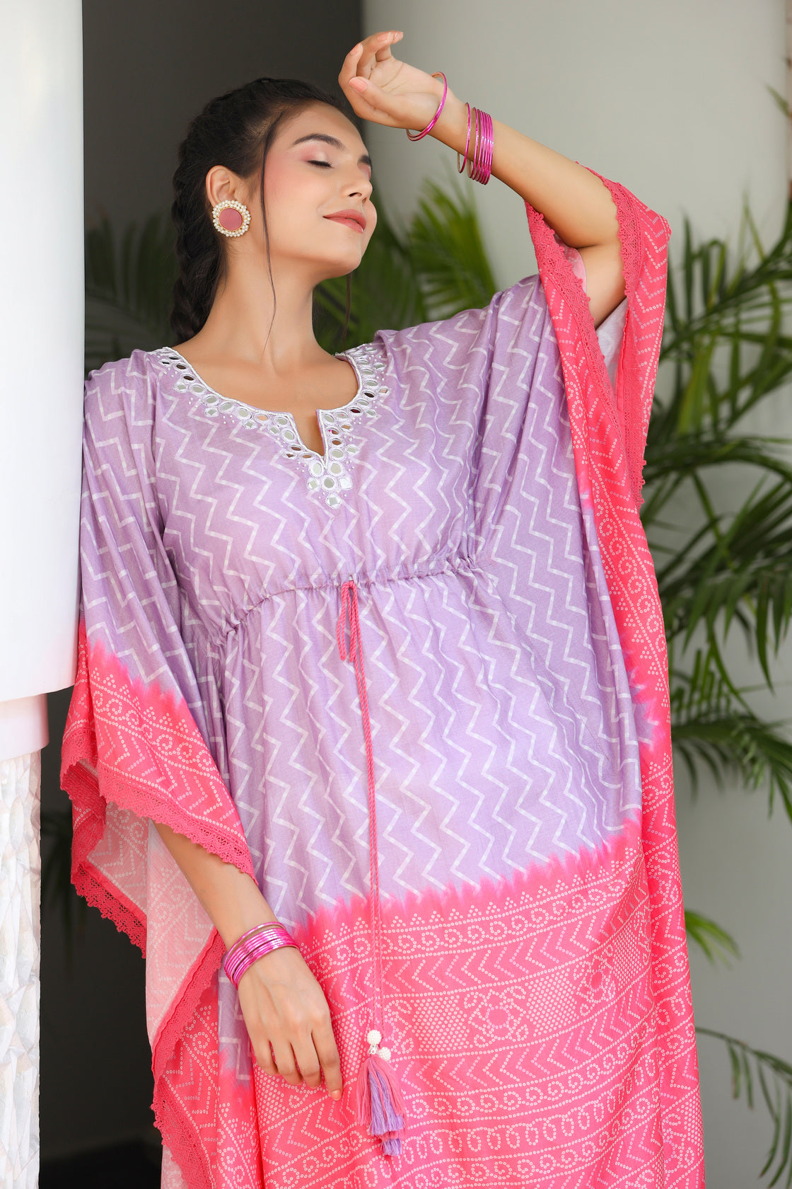 ZigZag Printed Muslin Kaftan