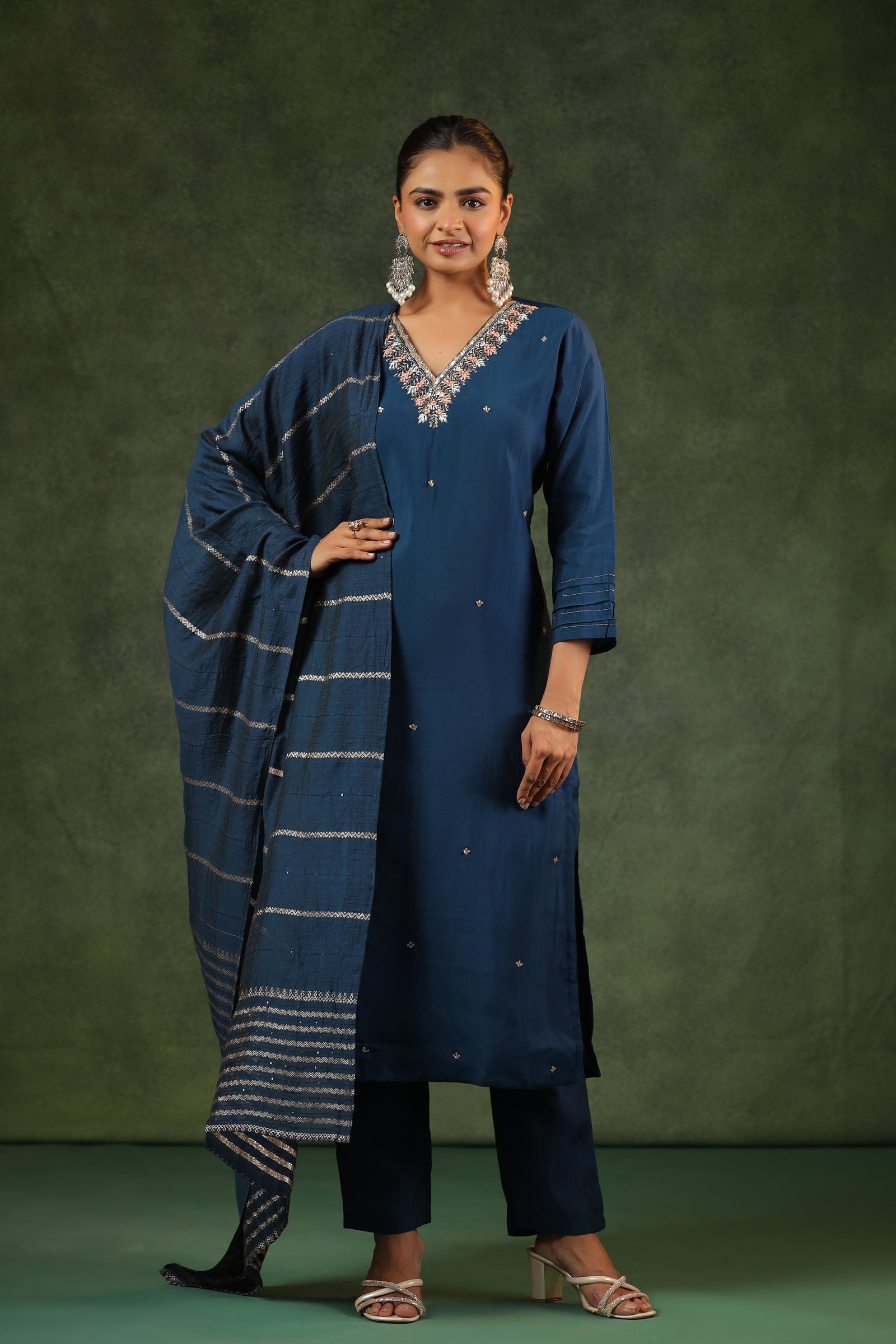 Muslin Embroidered Suit Set (2 colours)