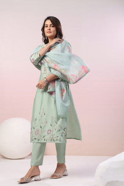 Thread Embroidered Suit Set