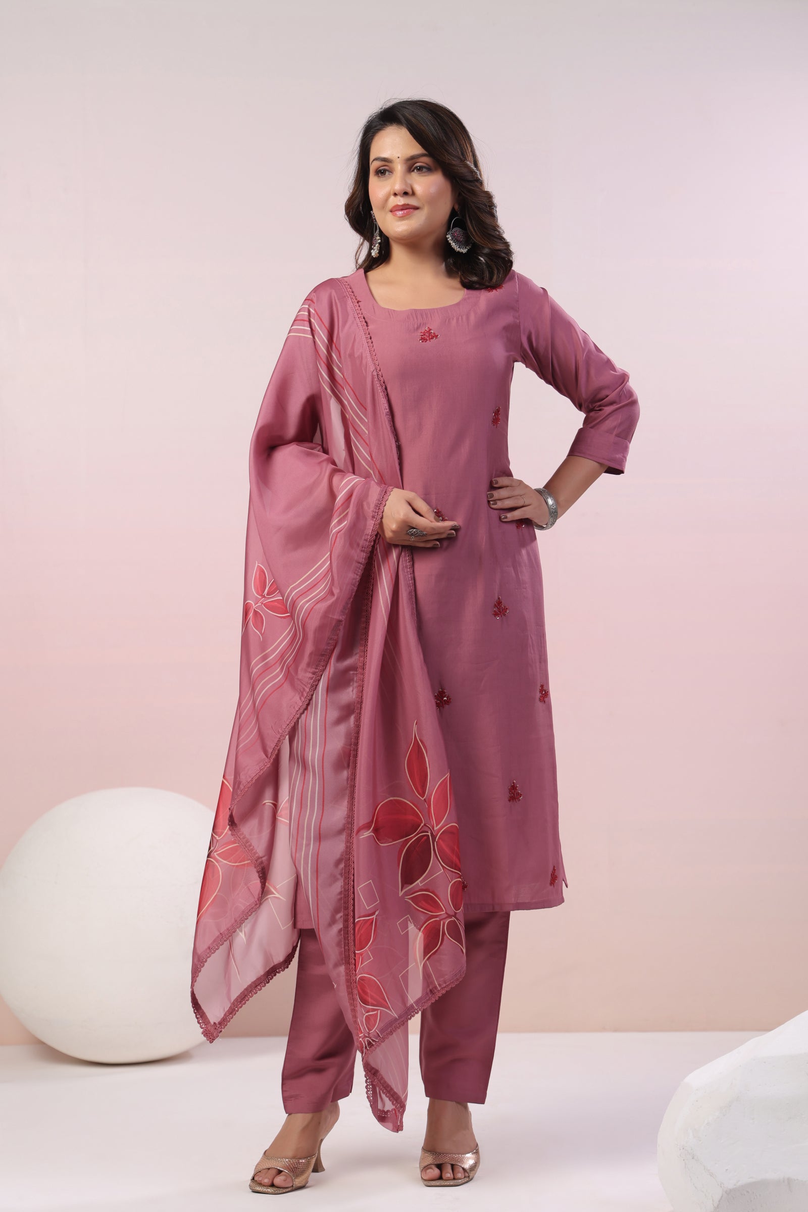 Muslin Embroidered Suit Set