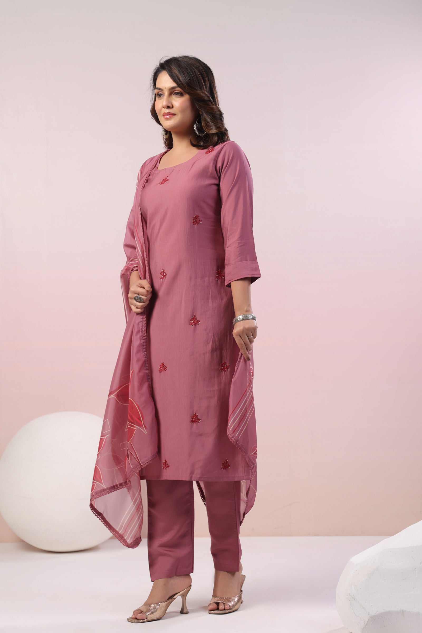 Muslin Embroidered Suit Set