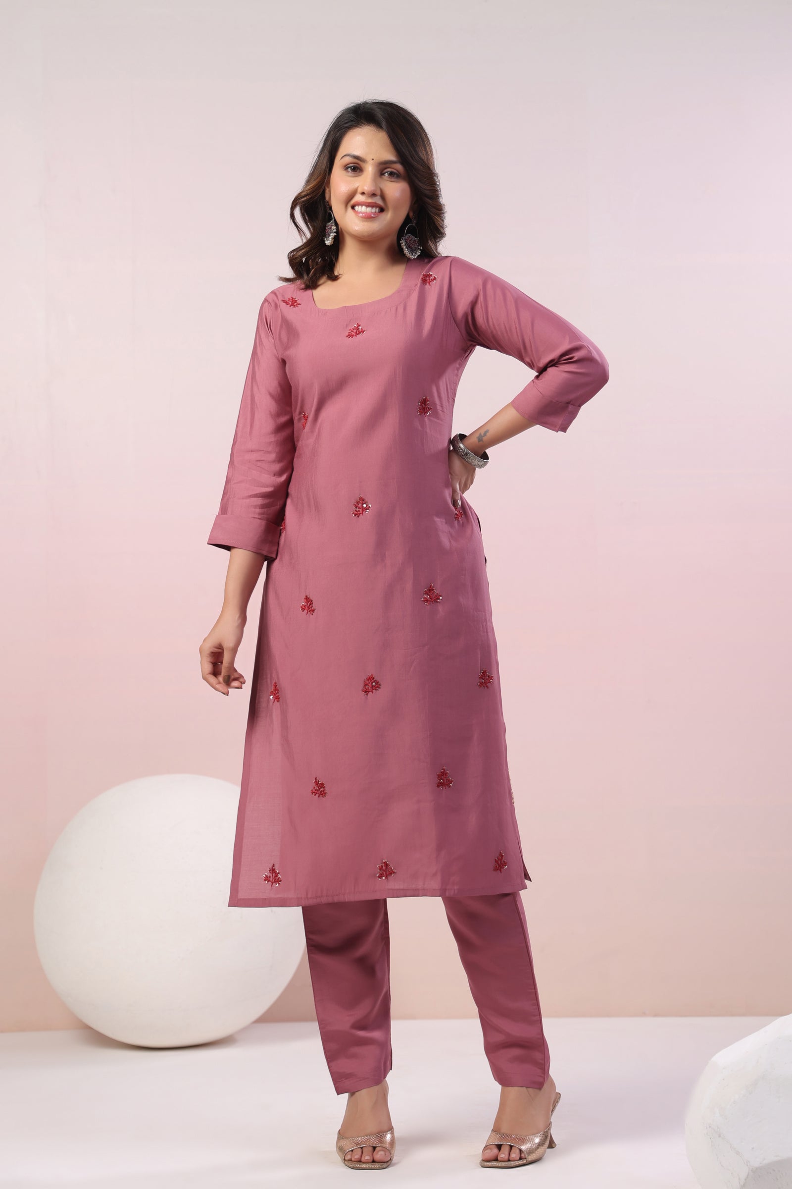 Muslin Embroidered Suit Set