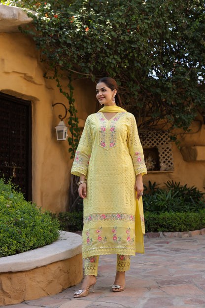 Pastel Yellow Lucknowi Chikankari Suit