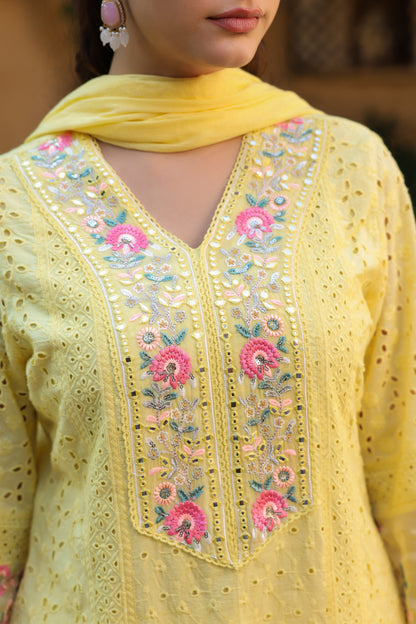 Pastel Yellow Lucknowi Chikankari Suit