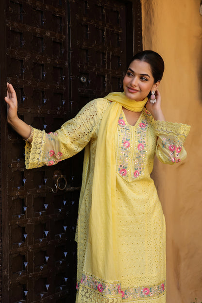 Pastel Yellow Lucknowi Chikankari Suit