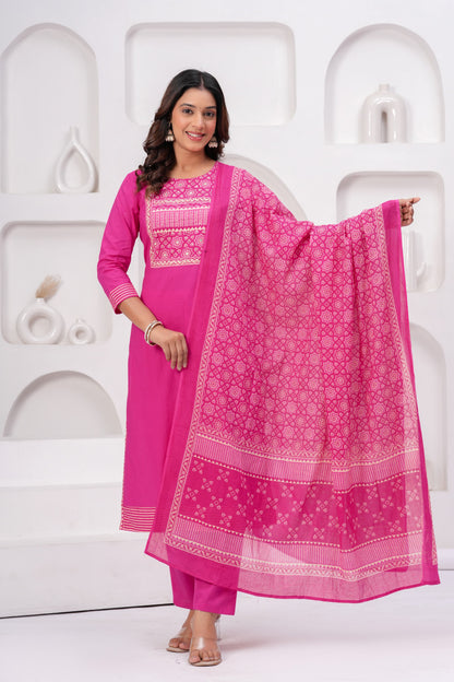 Gulab Geometric Cotton Suit Set