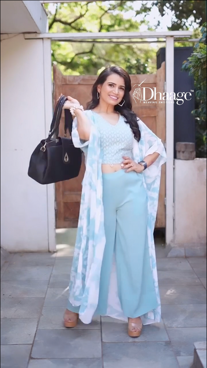 Blue Embroidery Coord Set