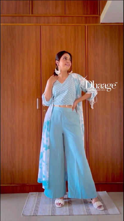 Blue Embroidery Coord Set